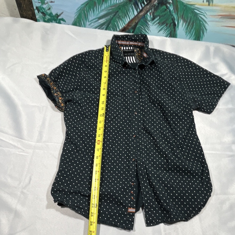 Denim & Flower Ricky Singh Men's Woven Black White Polka Dot Button-Up Shirt M - Picture 6 of 8